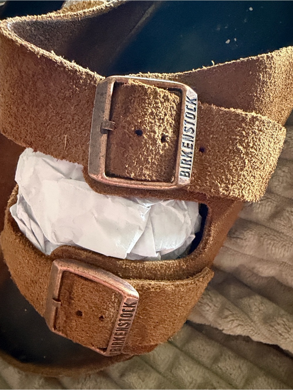 Birkenstock Suede Two-Buckle Slide Sandals in Brown - Picture 6 of 13